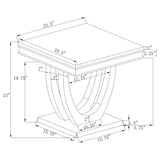 Kerwin U-base Square End Table White and Chrome