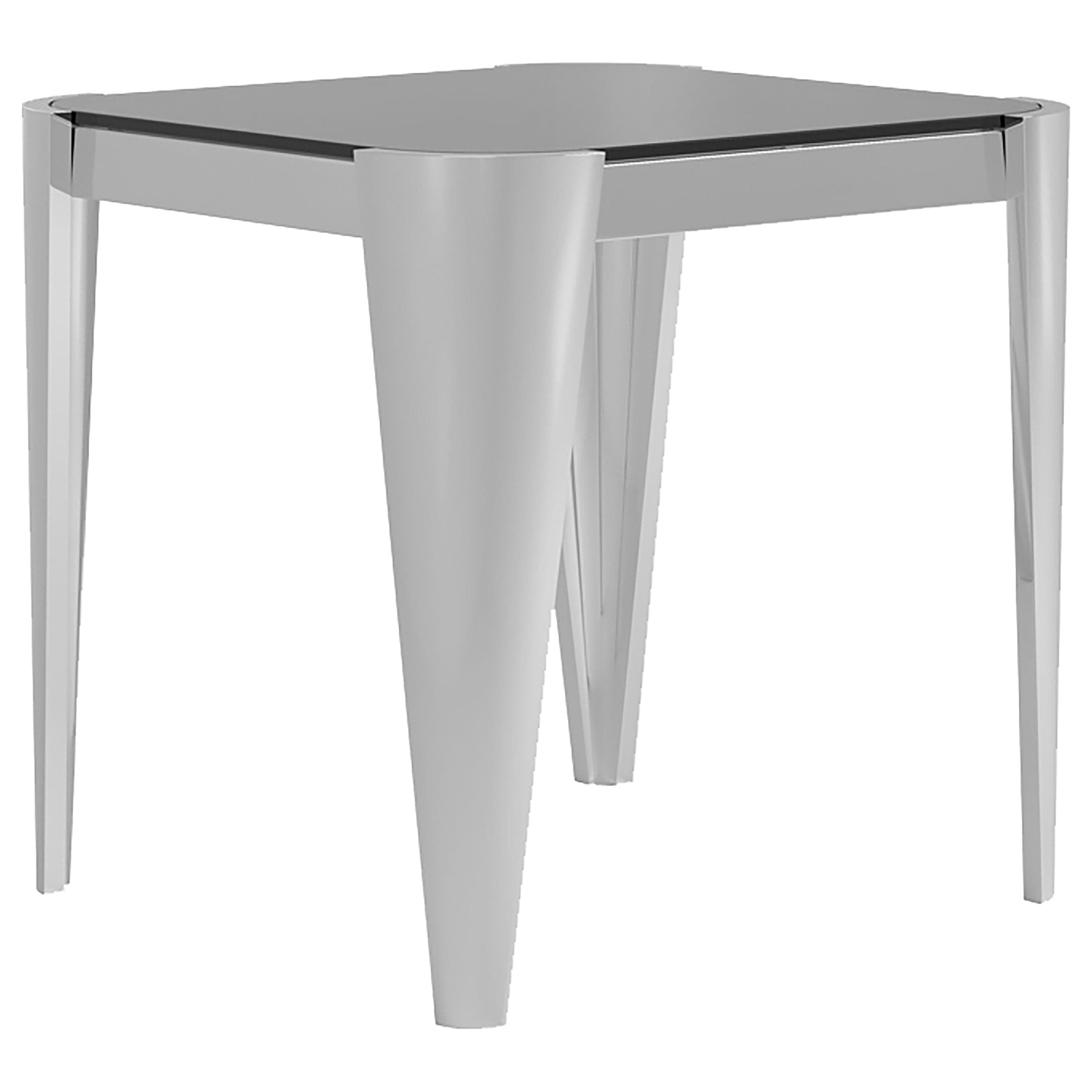 Square Glass Top End Table Silver and Grey