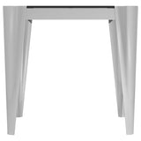 Square Glass Top End Table Silver and Grey