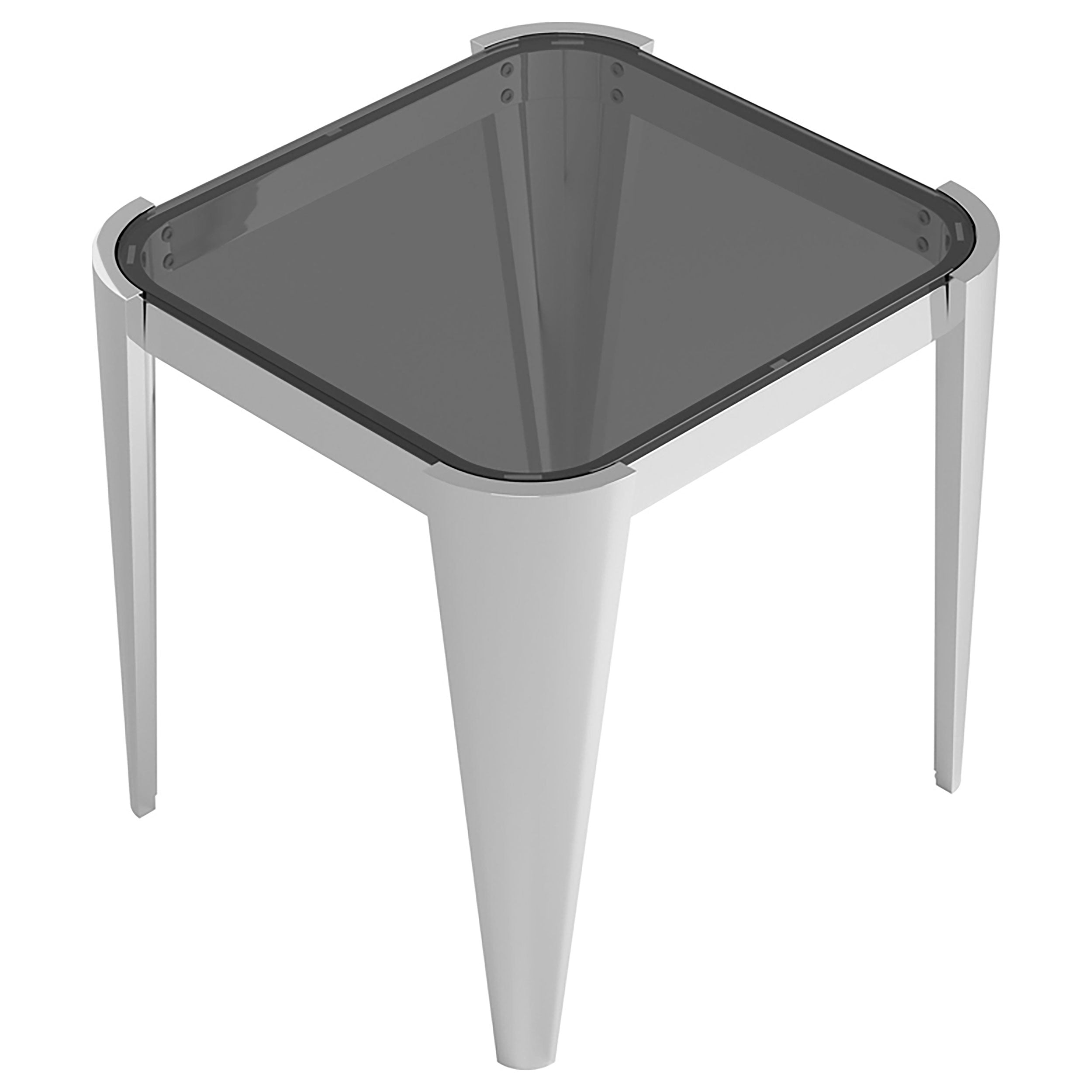 Square Glass Top End Table Silver and Grey