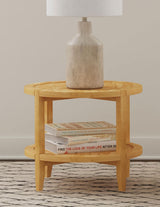 Camillo Round Solid Wood Side End Table Maple Brown