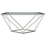 Brittania Square Glass Top Geometric Coffee Table Nickel