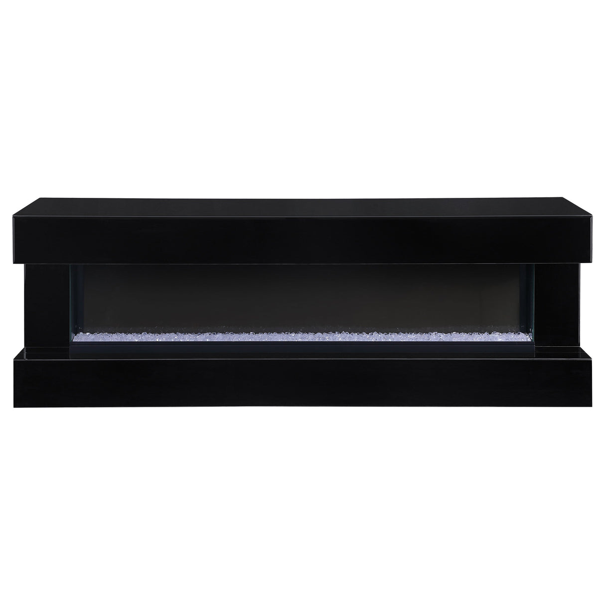 Vallerie 71" TV Stand with Visual Flame Box Black