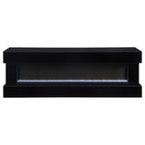 Vallerie 71" TV Stand with Visual Flame Box Black