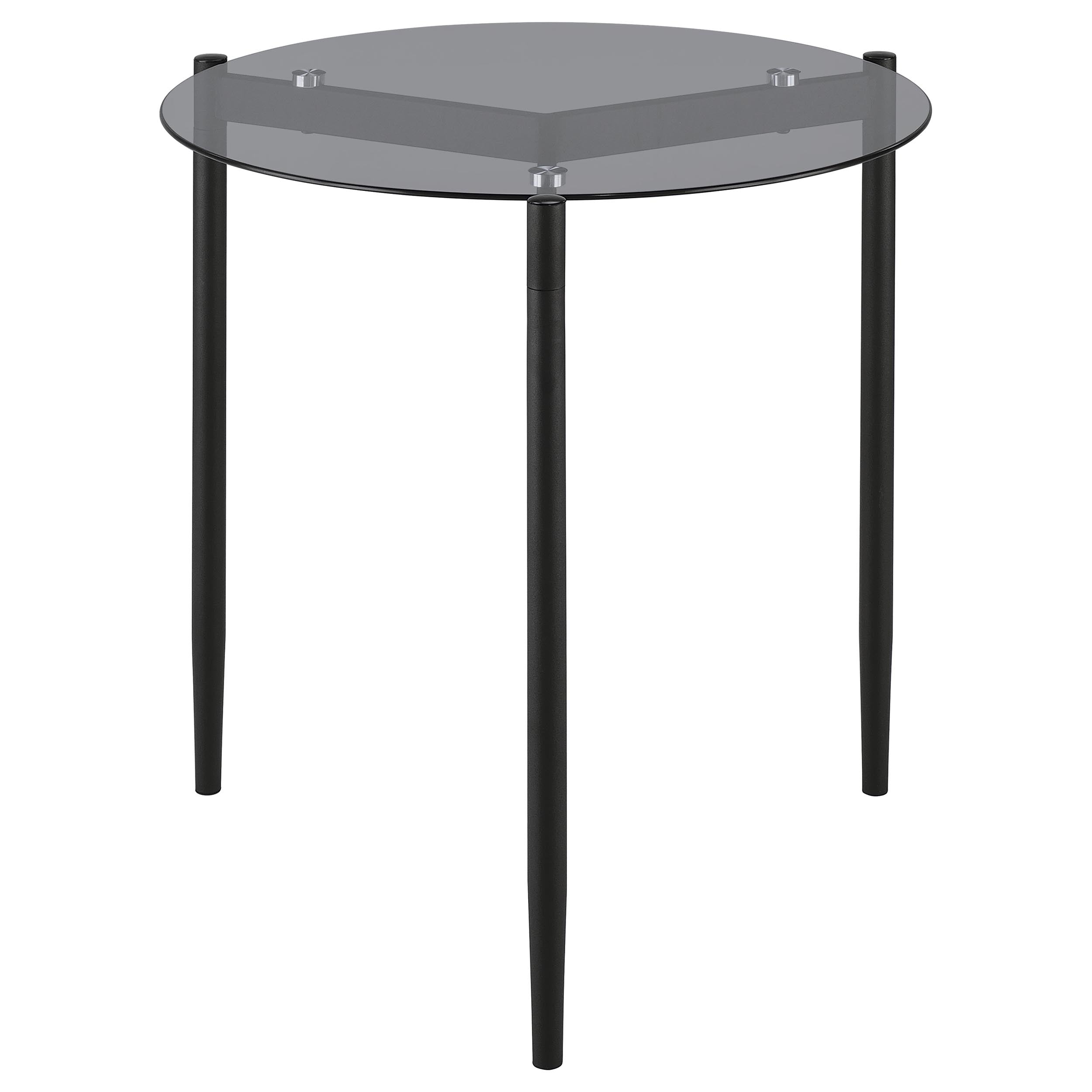 Rosalie Round Smoked Glass Top End Table Sandy Black