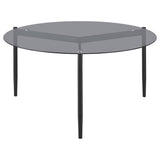 Rosalie Round Smoked Glass Top Coffee Table Sandy Black