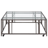 Adri Square Glass Top Coffee Table with Casters Black Nickel