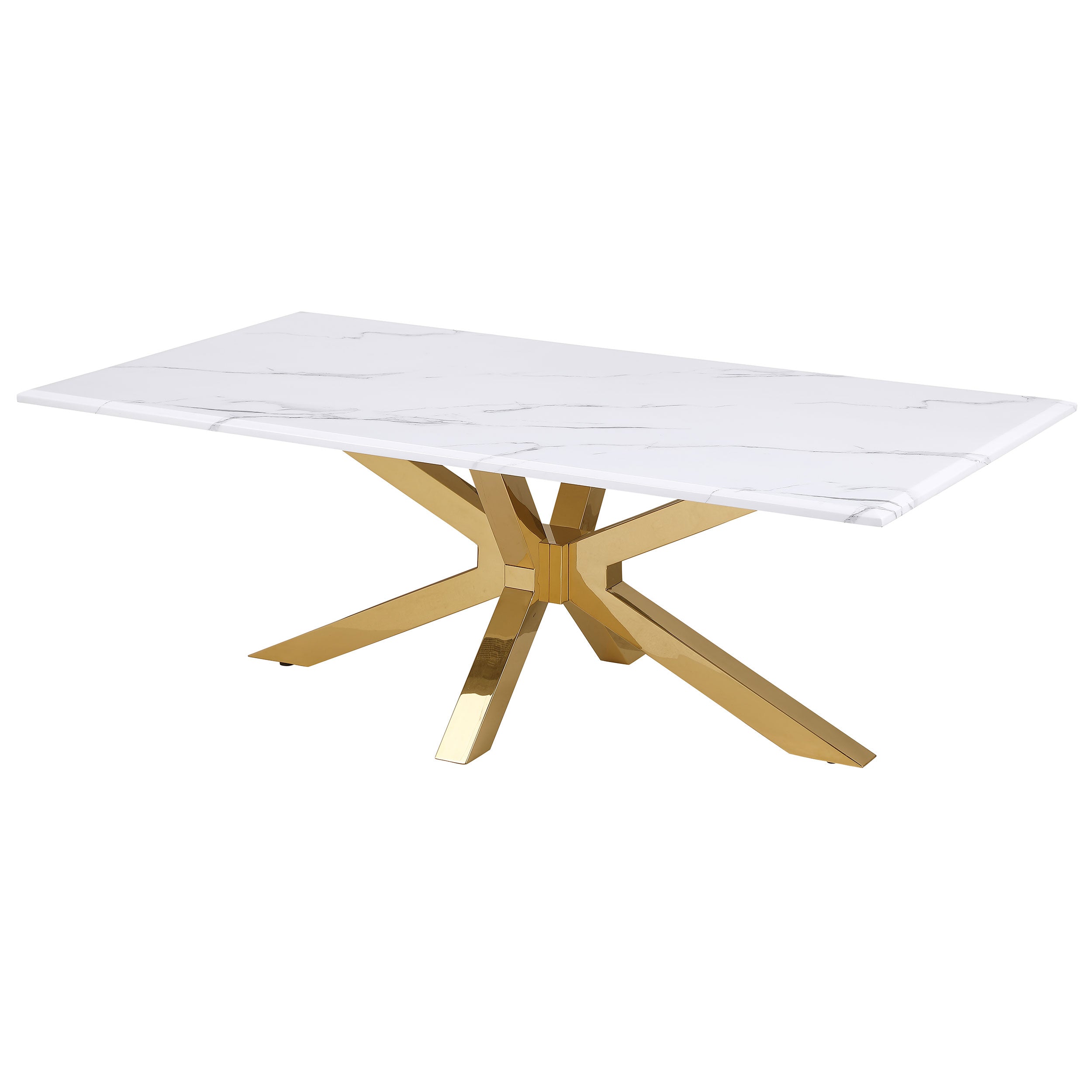 Visalia Faux Marble Top Stainless Steel Coffee Table Gold