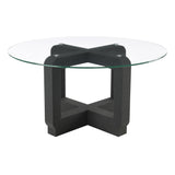 Acklin Round Clear Glass Top Coffee Table Black