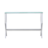 Saide Rectangular Sofa Table with Mirrored Shelf Chrome