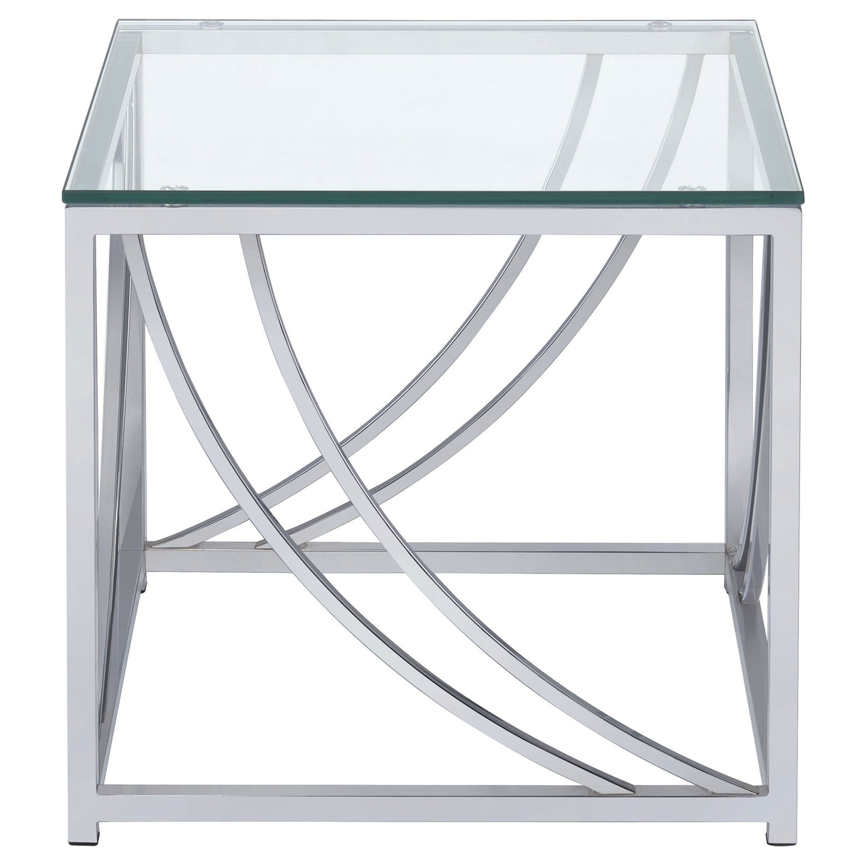 Lille Glass Top Square End Table Accents Chrome