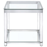 Anne End Table with Lower Shelf Chrome and Clear