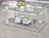 Anne Coffee Table with Lower Shelf Chrome and Clear