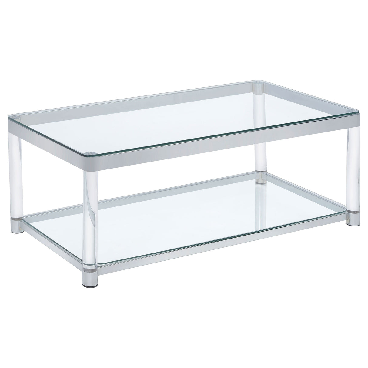 Anne Coffee Table with Lower Shelf Chrome and Clear