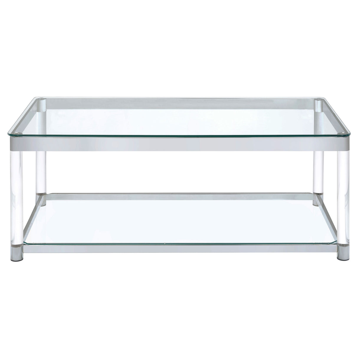 Anne Coffee Table with Lower Shelf Chrome and Clear