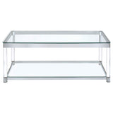 Anne Coffee Table with Lower Shelf Chrome and Clear