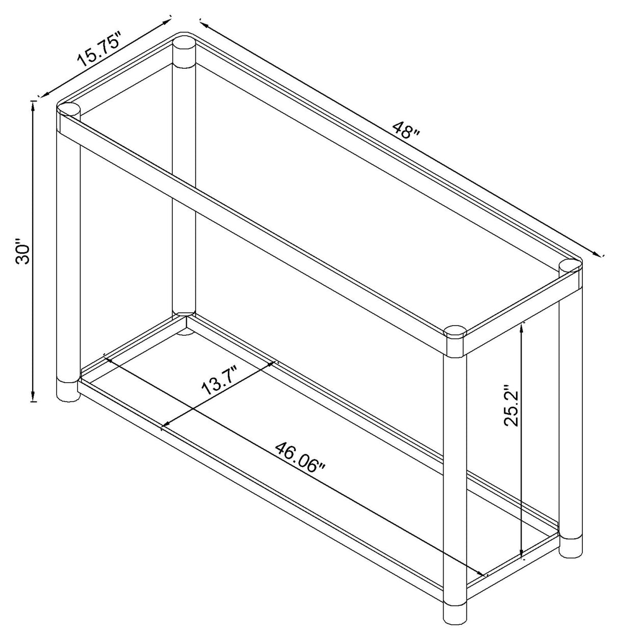 Anne Sofa Table with Lower Shelf Chrome and Clear