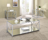 Provins 3-piece Occasional Table Set Clear Mirror and Chrome