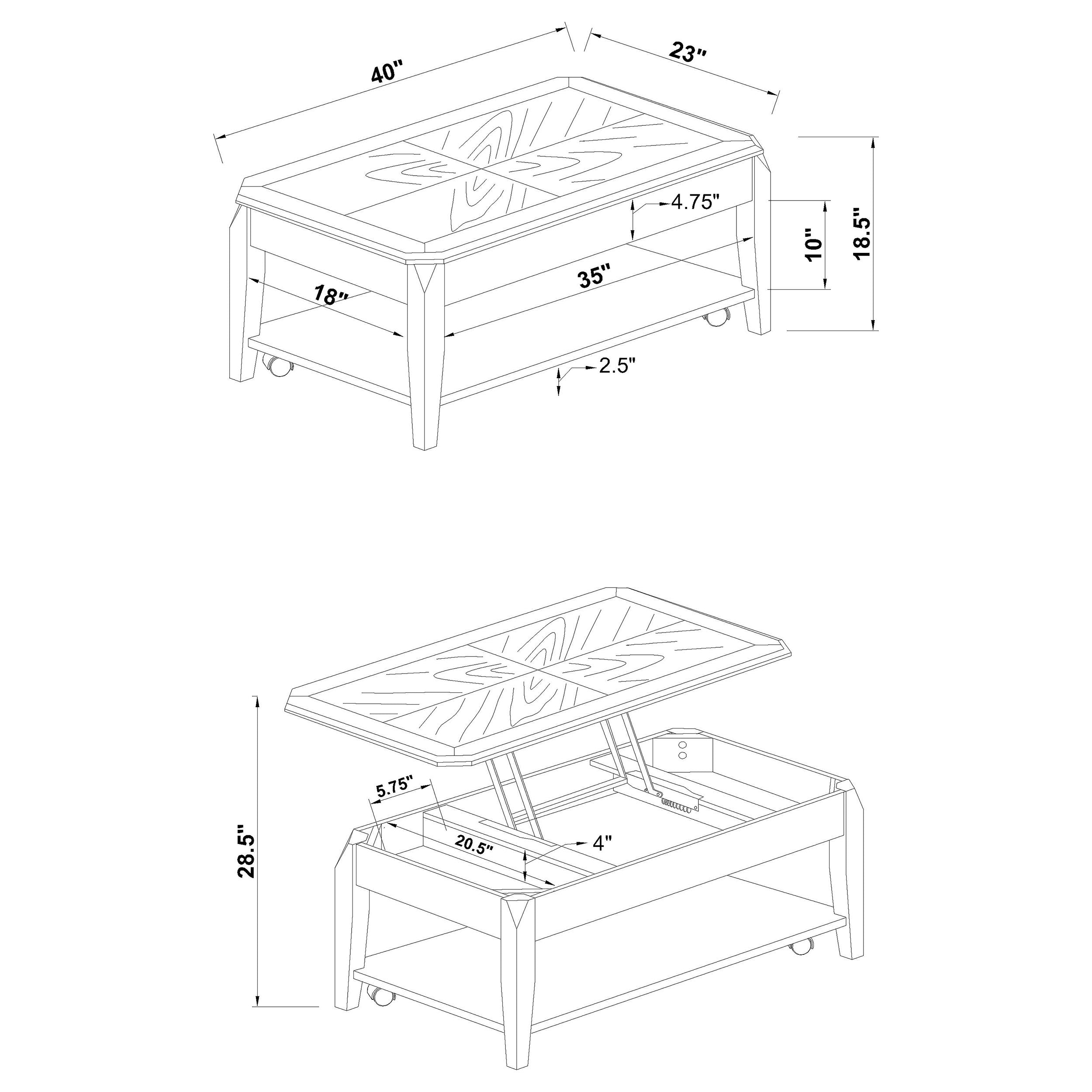 Baylor Lift Top Coffee Table with Hidden Storage Walnut