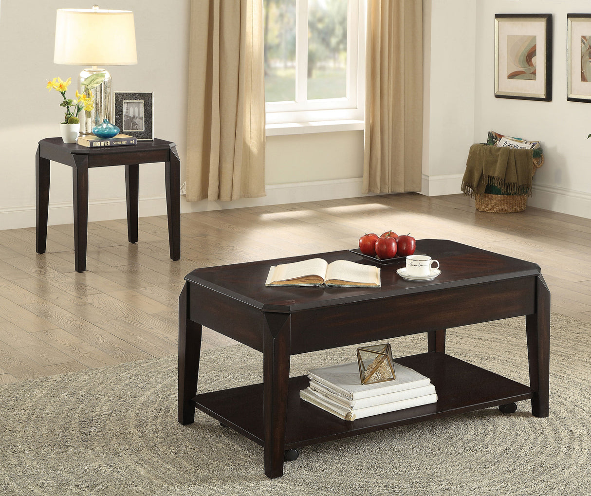 Baylor Lift Top Coffee Table with Hidden Storage Walnut