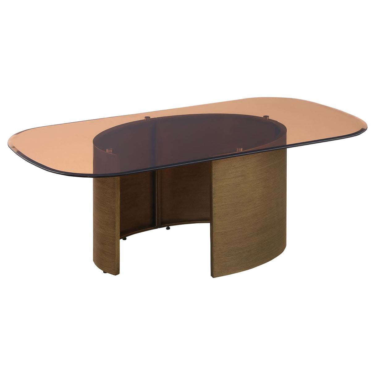 Morena Rectangular Coffee Table with Tawny Tempered Glass Top Brushed Bronze