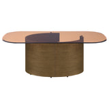 Morena Rectangular Coffee Table with Tawny Tempered Glass Top Brushed Bronze