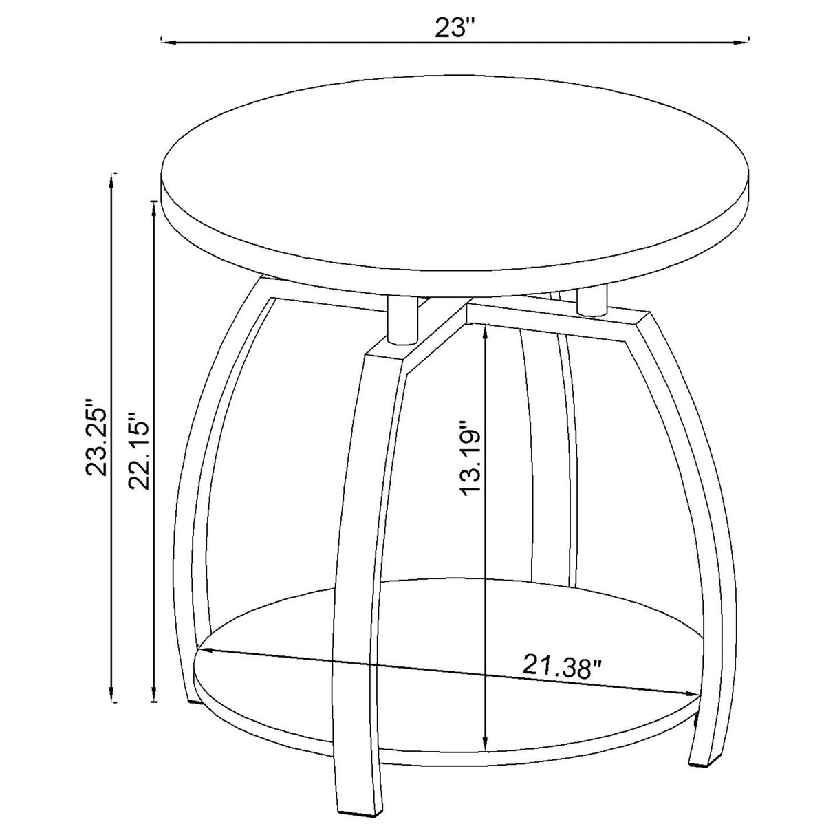 Dacre Round End Table Dark Grey and Black Nickel