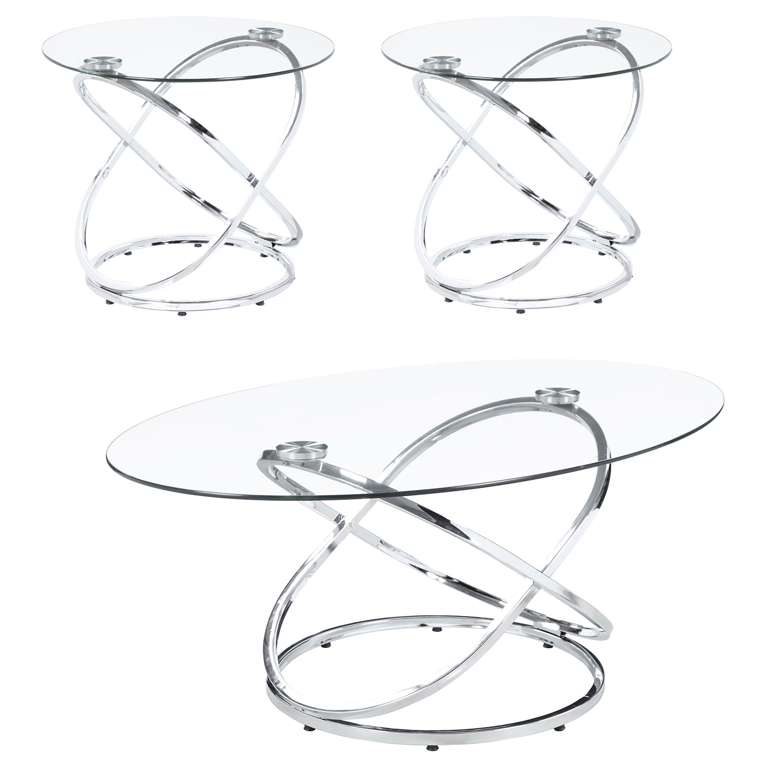 Warren 3-piece Occasional Set Chrome and Clear