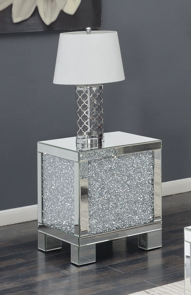 Gillian Square End Table Silver and Clear Mirror