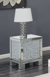 Gillian Square End Table Silver and Clear Mirror