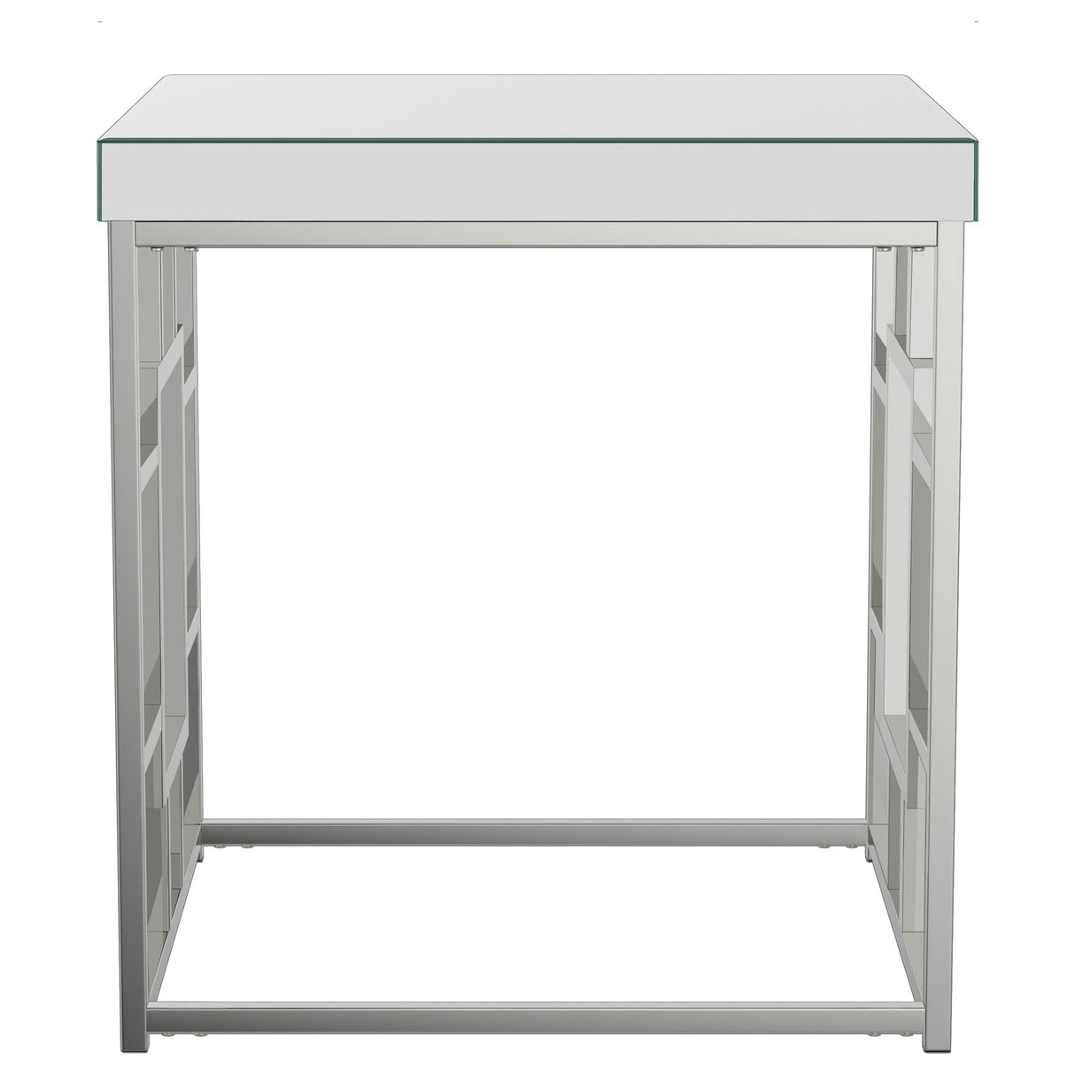 Dafina Geometric Frame Square End Table Chrome