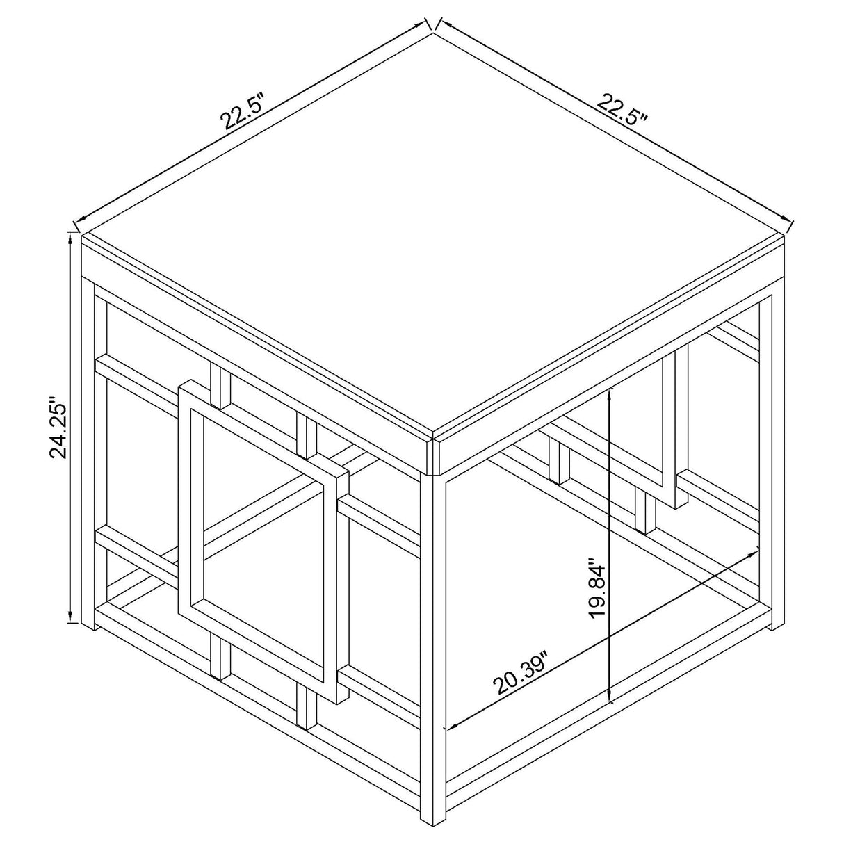 Dafina Geometric Frame Square End Table Chrome