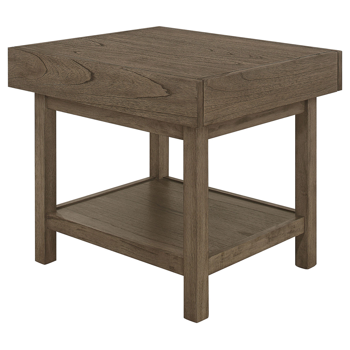 Owen Rectangle End Table with Shelf Wheat Brown