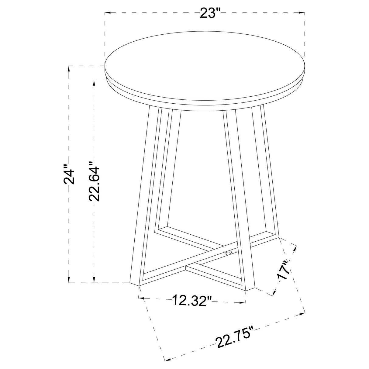 Hugo Metal Base Round End Table White and Matte Black