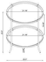 Laurie Round Glass Top End Table Black Nickel and Clear