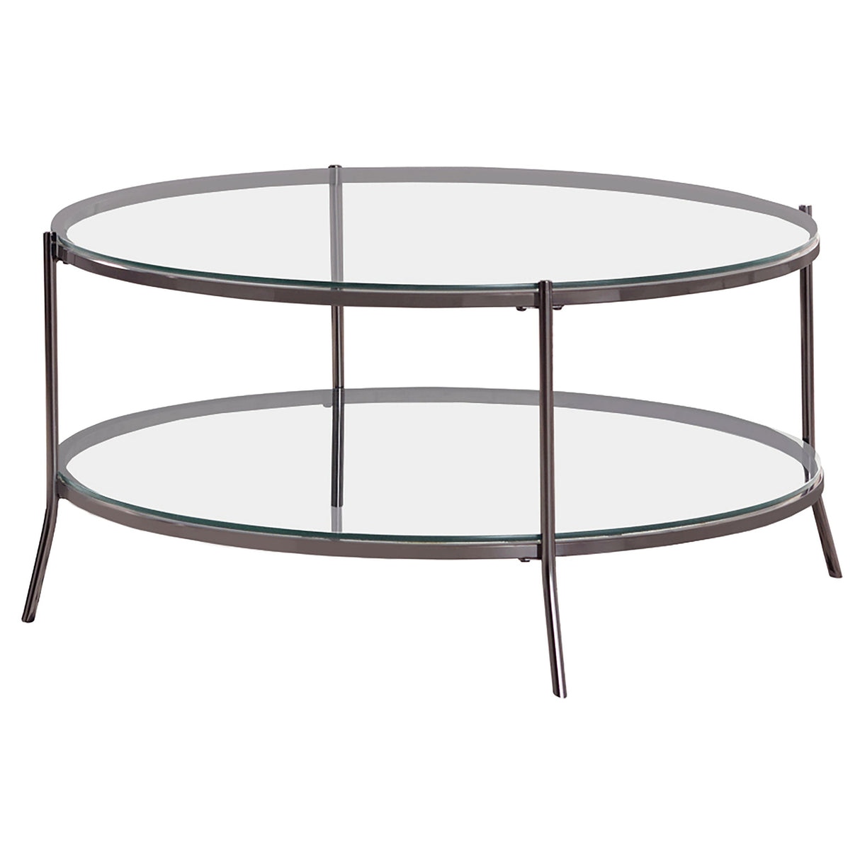 Laurie Glass Top Round Coffee Table Black Nickel and Clear