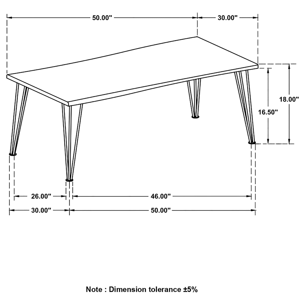 Zander Coffee Table with Hairpin Leg Natural and Matte Black