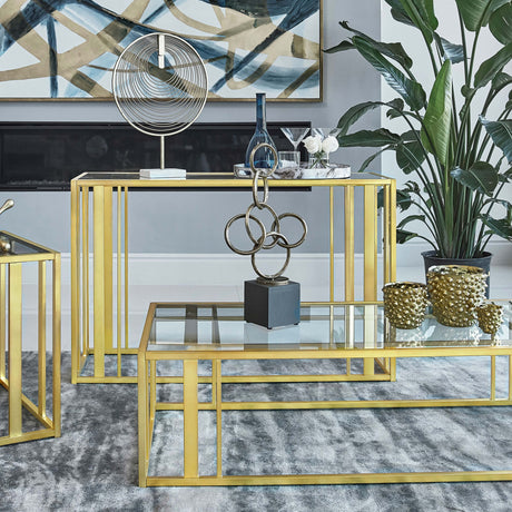 Adri Metal Frame Sofa Table Matte Brass