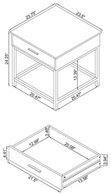 Byers Square 1-drawer End Table Brown Oak and Sandy Black