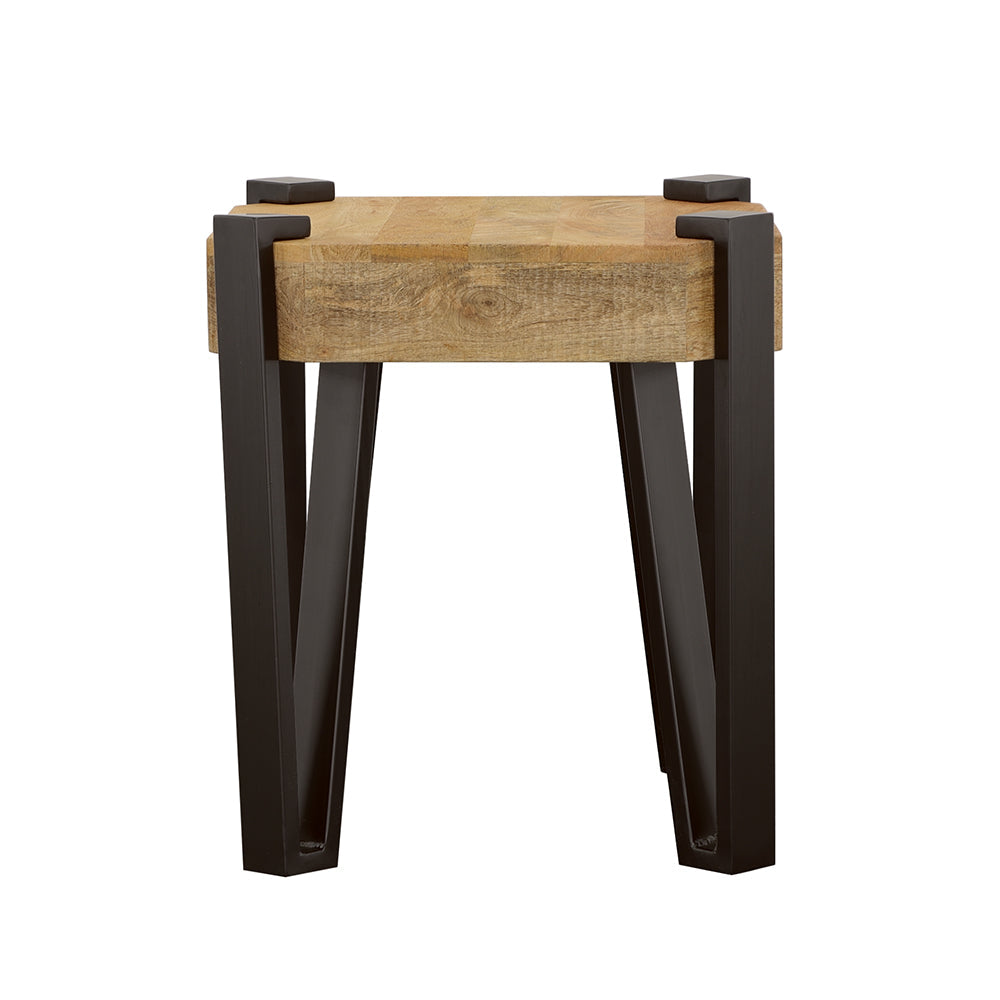 Winston Wooden Square Top End Table Natural and Matte Black