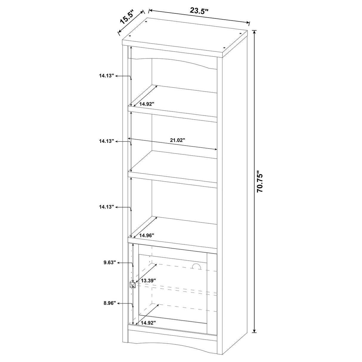 Laughlin 3-shelf Engineered Wood Media Tower Dark Pine