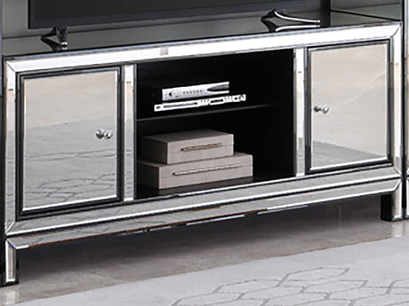 Natalia 2-door 60" TV Stand Black Titanium and Silver