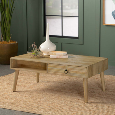 Zabel Rectangular 1-drawer Coffee Table Natural