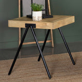 Avery Square End Table with Metal Legs Natural and Black