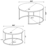 Lainey Round 2-piece Nesting Coffee Table Grey and Gunmetal