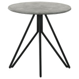 Hadi Round End Table with Hairpin Legs Cement and Gunmetal