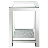 Valentina Square End Table with Glass Top Mirror