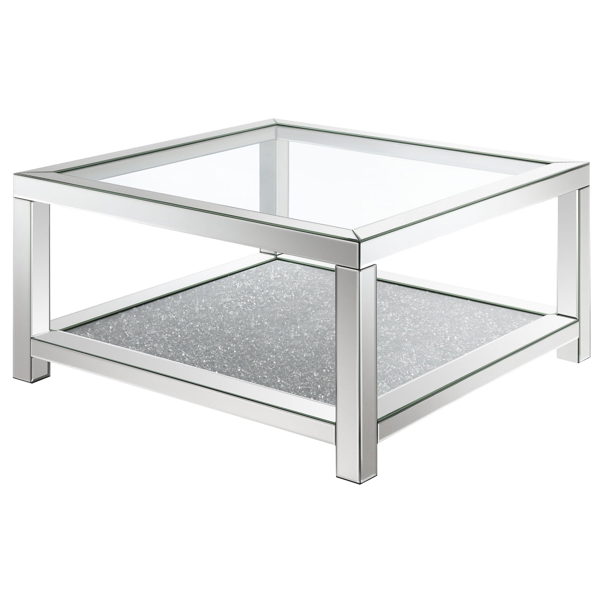 Valentina Rectangular Coffee Table with Glass Top Mirror