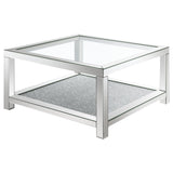 Valentina Rectangular Coffee Table with Glass Top Mirror