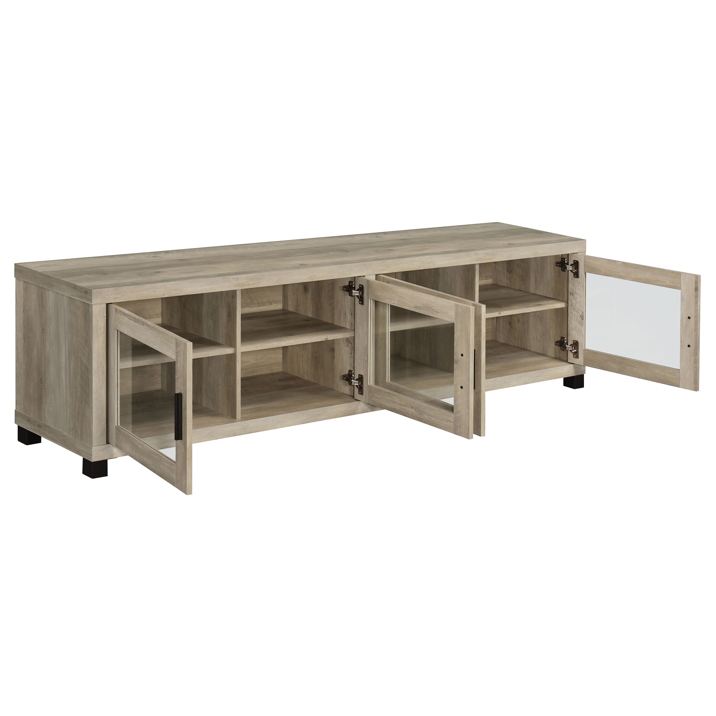 Sachin Rectangular TV Console with Glass Doors